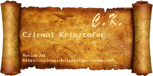 Czirmai Krisztofer névjegykártya